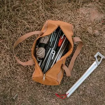 Сумка для хранения колышков для палатки, многофункциональная сумка с ручкой, многофункциональные инструменты, портативные колышки для палатки, карманы большой емкости, организация кемпинга коричневый