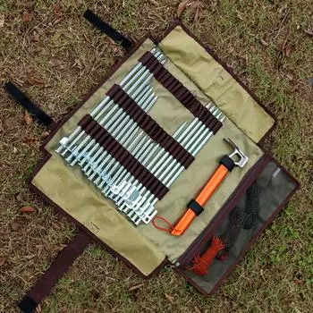 Сумка для хранения колышков для палатки на открытом воздухе с сетчатым карманом, складная, водонепроницаемая, для походов, охоты, кемпинга, гвоздь для колышков для палатки, ветрозащитная, сумка-органайзер для веревки красный