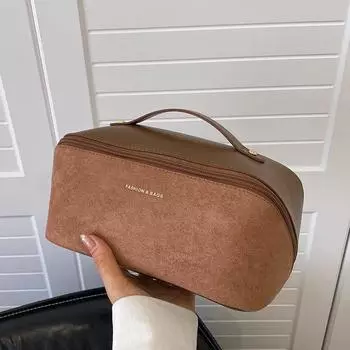 Сумка для хранения косметички, однотонная женская сумка из искусственной кожи чёрный