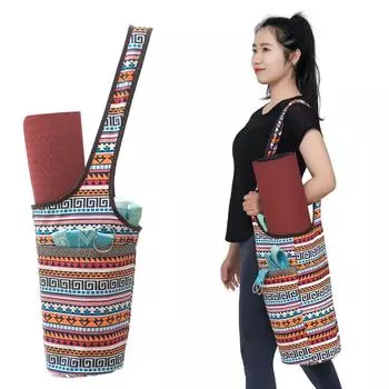 Сумка для хранения коврика для йоги YUREN, чехол для коврика для йоги, сумка для тренировочного коврика, большая вместимость с карманом, большой размер, легко складывается, холщовая вертикальная, толстая, водонепроницаемая