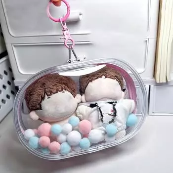 Сумка для хранения куклы с застежкой-молнией, водонепроницаемая, прозрачная, портативная, защитная сумка для плюшевых игрушек, подвесная сумка, аксессуар L чистый