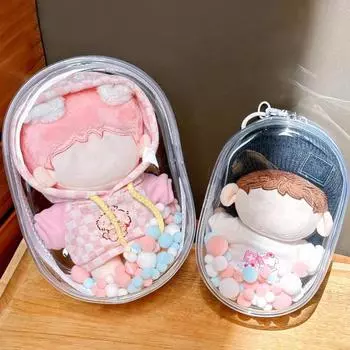 Сумка для хранения куклы с застежкой-молнией, водонепроницаемая, прозрачная, портативная, защитная сумка для плюшевых игрушек, подвесная сумка, аксессуар M чистый