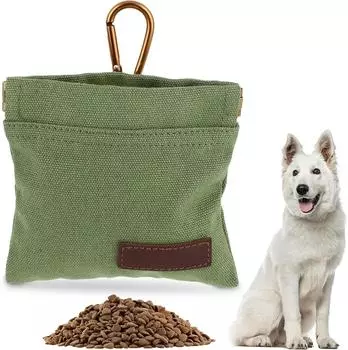 Сумка для хранения лакомств для домашних животных, поясная сумка, карман для закусок для выгула собак с карабином, сумка для дрессировки щенков без помощи рук зелёный