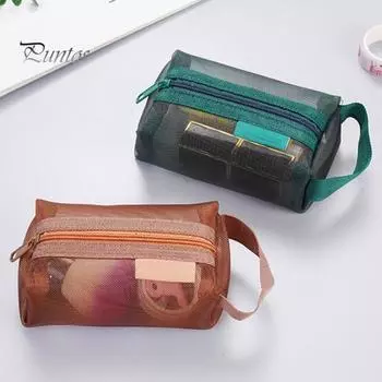 Сумка для хранения, легкий сетчатый кошелек для монет, удобный органайзер для ключей, помады и наушников, сумка-органайзер для дома, путешествий на открытом воздухе коричневый