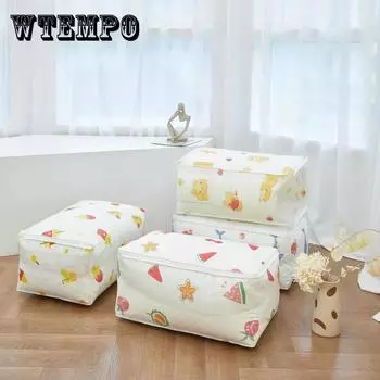 Сумка для хранения лоскутной одежды. Моющаяся большая сумка для одежды. Одеяло для пыли = мультяшная бытовая сумка-органайзер.