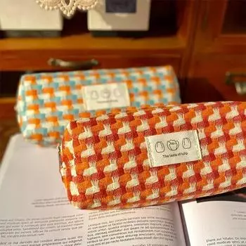 Сумка для хранения макияжа для девочек, японская простая кисточка большой емкости, косметички, модные студенческие сумки для девочек, маленький популярный пенал