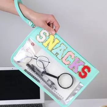 Сумка для хранения макияжа с застежкой-молнией, большая вместительная прозрачная водонепроницаемая сумка-органайзер из ПВХ, канцелярские принадлежности, косметическая дорожная сумка-органайзер чёрный