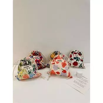 Сумка для хранения Маленькая тканевая сумка Сумка для губной помады Сумка для макияжа Женская портативная косметичка Сумка на шнурке 14*16cm