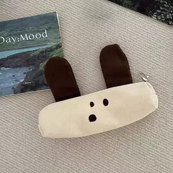 Сумка для хранения Милая собачка Пенал Многофункциональный Большой Вместимости Kawaii Pen Чехол Холщовый Молния Холщовый Пенал Для Студентов 20*5*5cm