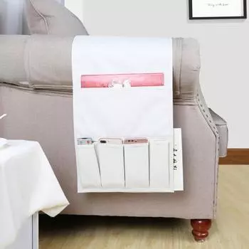 Сумка для хранения, моющаяся, большой емкости, ткань Оксфорд, пульт дистанционного управления, 4 кармана, подвесной держатель, хозяйственные принадлежности серый