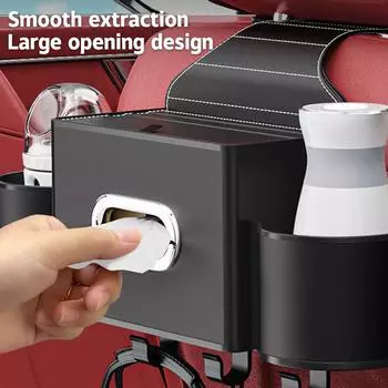 Сумка для хранения на крючке для автомобиля, держатель для стакана с водой, держатель для телефона, коробка для салфеток, органайзер для хранения на заднем сиденье, аксессуары для салона автомобиля чёрный