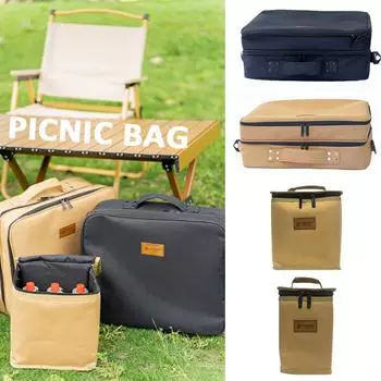 Сумка для хранения на открытом воздухе, двухслойная, многофункциональная, кассетная печь, газовые баллоны, сумки-органайзер, сумки для пикника, лагеря CHINA