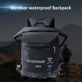 Сумка для хранения на открытом воздухе, водонепроницаемая сумка для плавания, рафтинга, каякинга, треккинга, плавающая пляжная сумка для парусного спорта 25L чёрный