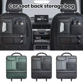 Сумка для хранения на спинке автомобильного сиденья, крепление на подголовник, искусственная кожа, универсальный универсальный внедорожник, грузовик чёрный