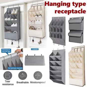 Сумка для хранения на стену с несколькими карманами, большая, подвесная, для обуви, за дверью, с 4 металлическими крючками, сумки для хранения обуви