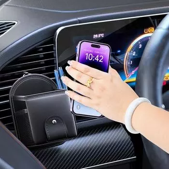 Сумка для хранения на вентиляционное отверстие автомобиля, чехол для телефона из искусственной кожи, держатель для монет и ключей, органайзер, крючок, держатель для солнцезащитных очков, держатель для телефона и монет и ключей United States