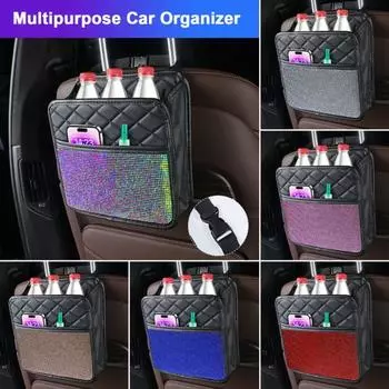 Сумка для хранения на заднем сиденье автомобиля, органайзер с карманами, большая вместимость, водонепроницаемый, простой в установке, автомобильный органайзер, подвесной мусорный бак синий