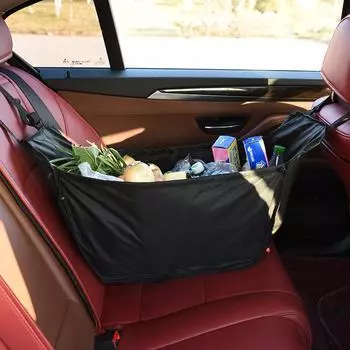 Сумка для хранения на заднем сиденье автомобиля - удобный складной подвесной органайзер для путешествий и покупок чёрный