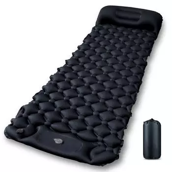 Сумка для хранения надувного коврика для кемпинга, автомобиля, спального места, включает в себя удобное и легкое снаряжение для кемпинга на открытом воздухе [с шагом и в комплекте] Коврик, коврик, коврик, чёрный