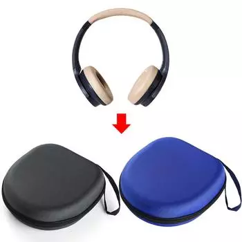 Сумка для хранения наушников, противоударный чехол для наушников, устойчивый к царапинам, жесткий чехол для переноски с сетчатым карманом для Sony/Audio-Technica чёрный