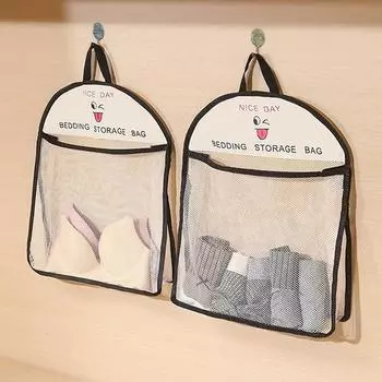Сумка для хранения нижнего белья, настенная дышащая сетчатая сумка, сумка для хранения носков, органайзер для гардероба, сумка для хранения игрушек и кукол чёрный