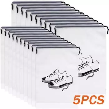 Сумка для хранения обуви 1/3/5 шт. Пластиковый пакет с вытягивающимся шнурком Многоразовая прозрачная водонепроницаемая обувь Портативная сумка для путешествий на открытом воздухе Портативная сумка 1PC