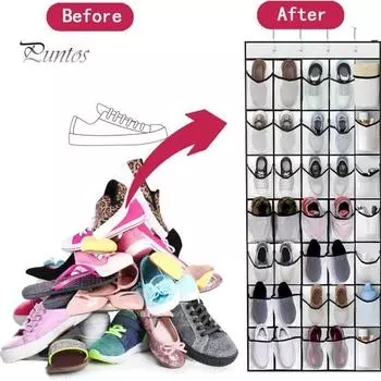 Сумка для хранения обуви, 35 отделений, большая вместимость, простая установка, органайзер для обуви с 4 крючками белый
