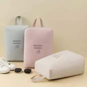 Сумка для хранения обуви с ручкой на молнии, моющаяся, пыленепроницаемая, водонепроницаемая, портативная дорожная сумка большой емкости для организации обуви бежевый