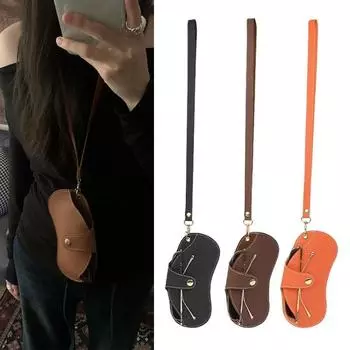 Сумка для хранения очков на шее и запястье, пряжка для солнцезащитных очков, сумка для очков из искусственной кожи серый