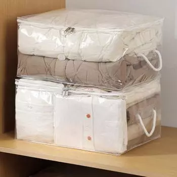 Сумка для хранения одеял с двойными молниями, большая вместимость, прозрачный дизайн, водонепроницаемая, легко моется, многоразовая влагостойкая сумка для хранения S
