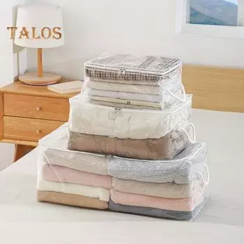 Сумка для хранения одеял с двойными молниями, большая вместимость, прозрачный дизайн, водонепроницаемая, легко моется, многоразовая влагостойкая сумка для хранения S