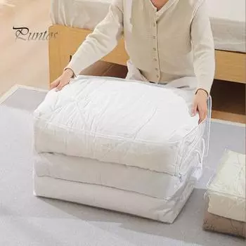 Сумка для хранения одеял с двойными молниями, большая вместимость, прозрачный дизайн, водонепроницаемая, легко моется, многоразовая влагостойкая сумка для хранения S