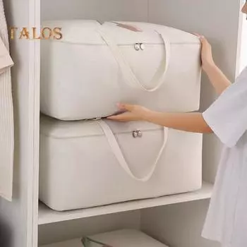 Сумка для хранения одеял с металлической молнией, большой емкости, влагостойкая, многоразовая, органайзер для одеял, подушек, гардероба S серый