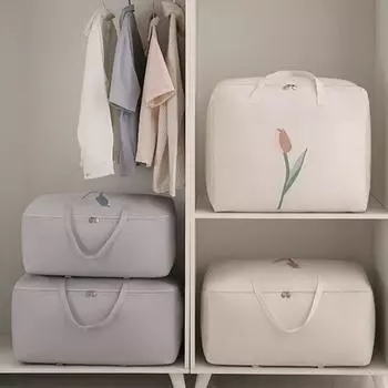 Сумка для хранения одеял с металлической молнией, большой емкости, влагостойкая, многоразовая, одеяла, подушки S серый