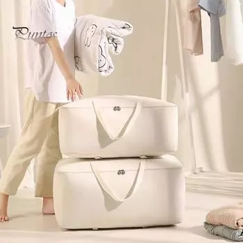 Сумка для хранения одеял с металлической молнией, большой емкости, влагостойкая, многоразовая, органайзер для одеял, подушек, гардероба S серый