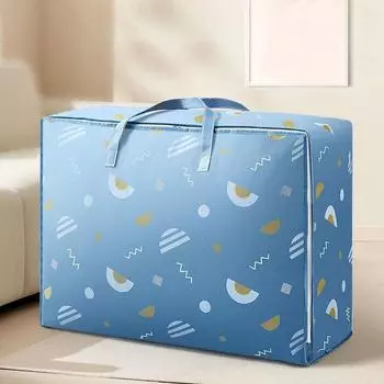 Сумка для хранения одеяла из нетканого материала, большая вместимость, сумка для упаковки багажа при переезде, гардероб XL синий