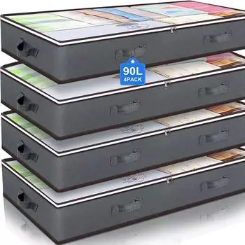 Сумка для хранения одеяла, шкаф для одежды, пыле-влагостойкий органайзер, складные коробки для хранения 100*50*18cm темно-серого