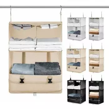 Сумка для хранения одежды, большая вместимость, многослойная, складная конструкция, портативный подвесной органайзер для одежды, сумка для хранения L серый