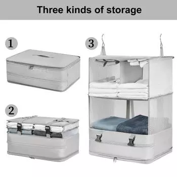 Сумка для хранения одежды, большая вместимость, многослойная, складная конструкция, портативный подвесной органайзер для одежды, сумка для хранения L серый