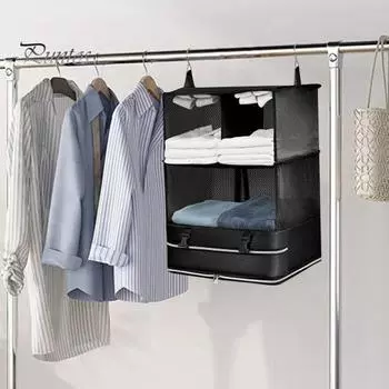 Сумка для хранения одежды, большая вместимость, многослойная, складная конструкция, портативный подвесной органайзер для одежды, сумка для хранения L серый