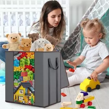 Сумка для хранения одежды большой емкости с прозрачным окном, складная портативная ручка, дышащее одеяло из нетканого материала, одеяло, простыня, органайзер для свитера серый