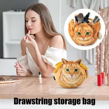 Сумка для хранения одежды, обуви, полотенец, в форме кошки, складная, многоразовая, с застежкой-шнурком, органайзер для всякой всячины