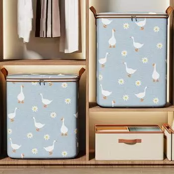 Сумка для хранения одежды с ручкой на молнии, большая емкость, пылезащитное одеяло с принтом, ящик для хранения игрушек, одеял M синий