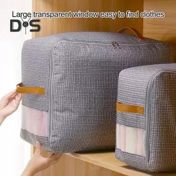Сумка для хранения одежды с ручкой, застежкой-молнией, большой вместимости, прозрачное окно, подушка, пододеяльник, пальто, органайзер, сумка для хранения одежды M