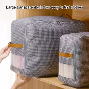 Сумка для хранения одежды с ручкой, застежкой-молнией, большой вместимости, прозрачное окно, подушка, пододеяльник, пальто, органайзер, сумка для хранения одежды M