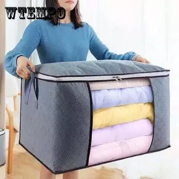 Сумка для хранения одежды с застежкой-молнией Экономия места, легкий водонепроницаемый пылезащитный ящик большой емкости для хранения одежды фиолетовый