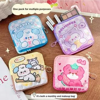 Сумка для хранения Pad Bunny Bear, милая мультяшная гигиеническая сумка для собак и кошек, портативная маленькая на молнии темно-синий