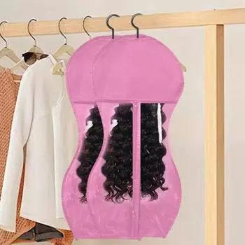 Сумка для хранения париков из нетканого материала с вешалкой, держатель для аксессуаров для наращивания волос чёрный