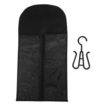 Сумка для хранения париков с крючком. Подставка для париков, вмещает несколько париков. Пылезащитный органайзер для хранения с крючком для наращенных волос. S чёрный