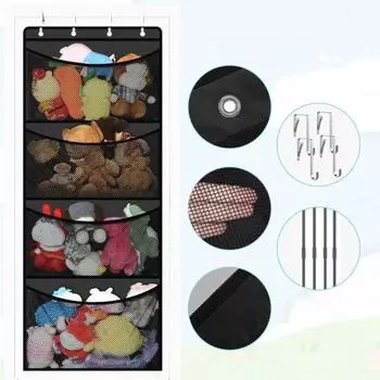 Сумка для хранения плюшевых игрушек-животных, очень большая вместимость, простая установка, дышащая, подвесная сумка для мягких игрушек, органайзер для игрушек белый